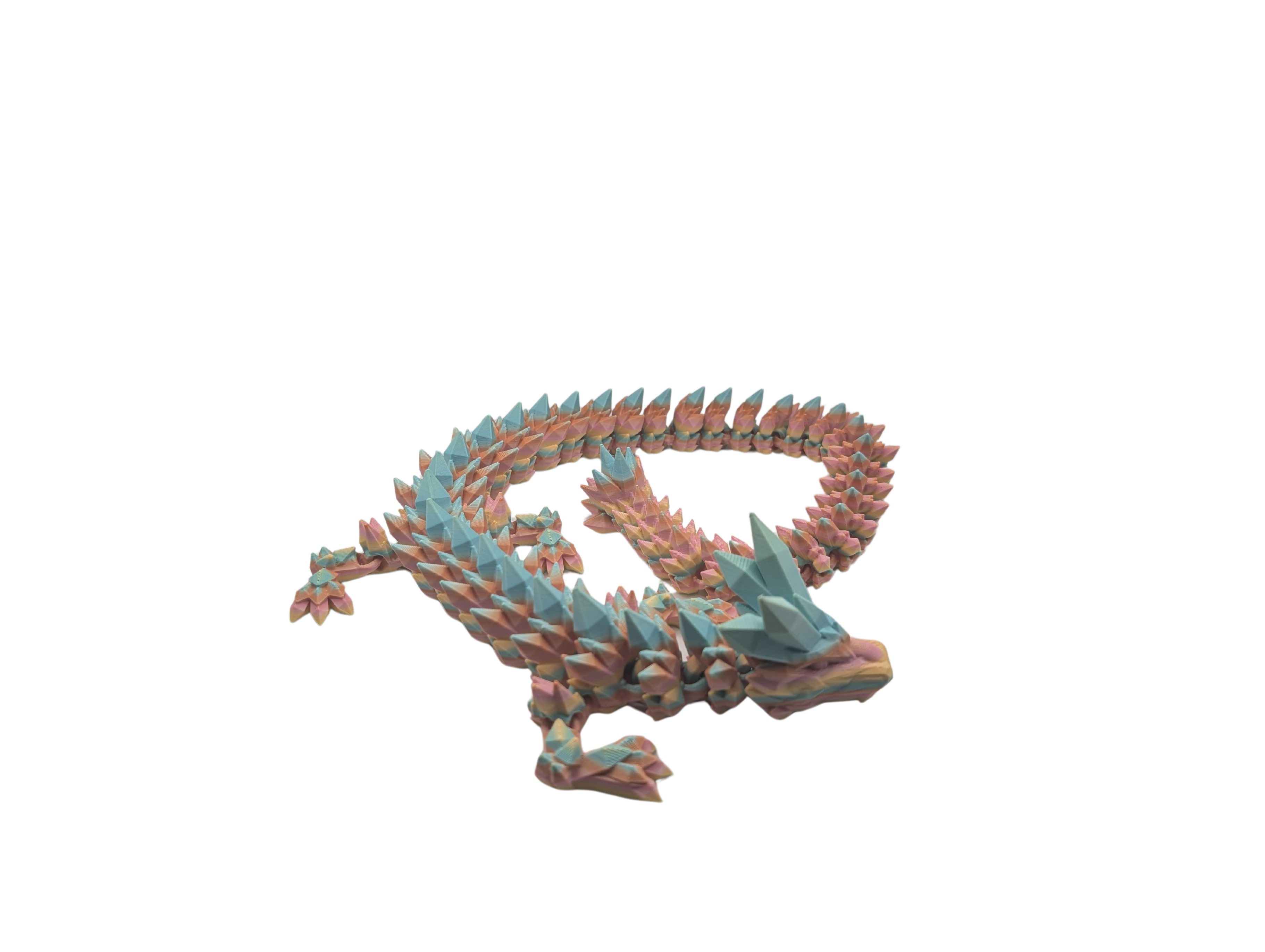 Crystal Dragon - 24" (3D Printed) - Multicolor - Pale Green / Orange / Light Pink / Yellow